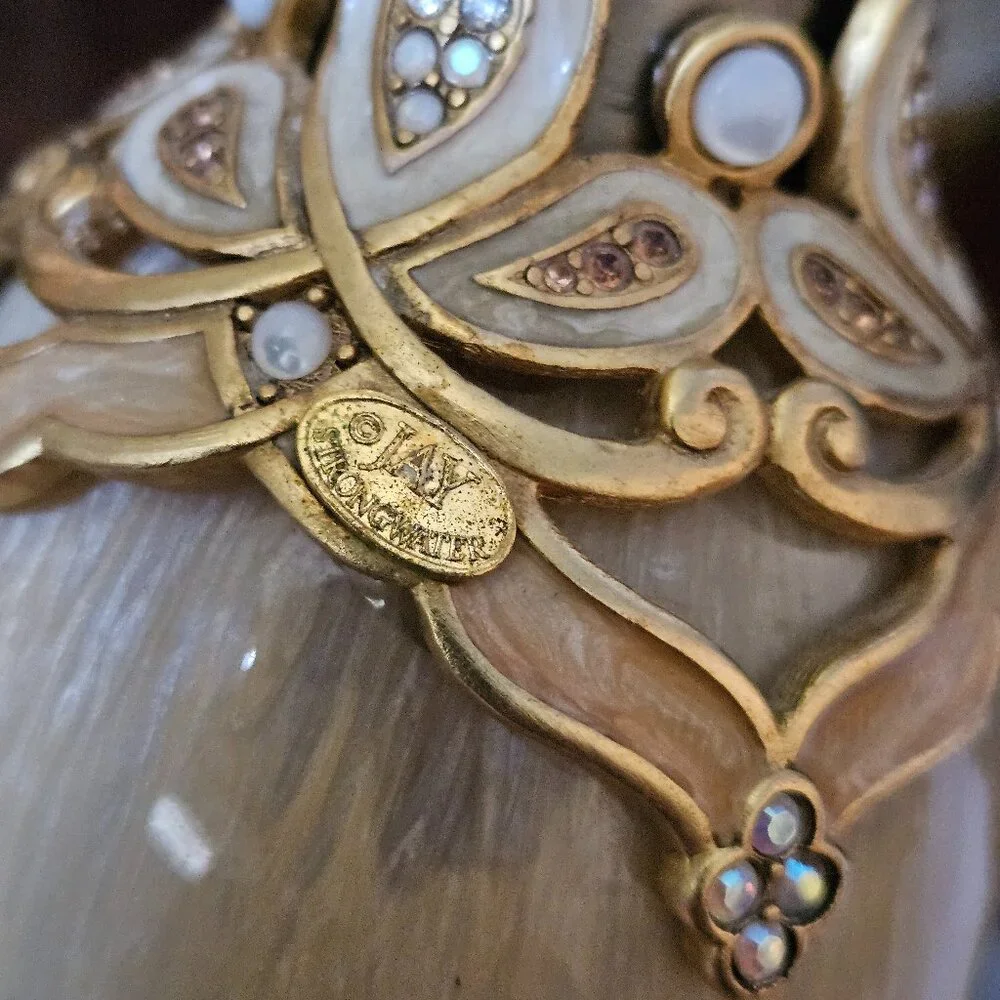 RARE LUXURY JAY STRONGWATER ARABESQUE SCROLL CRYSTAL ENAMEL VANITY SOAP PUMP JAR